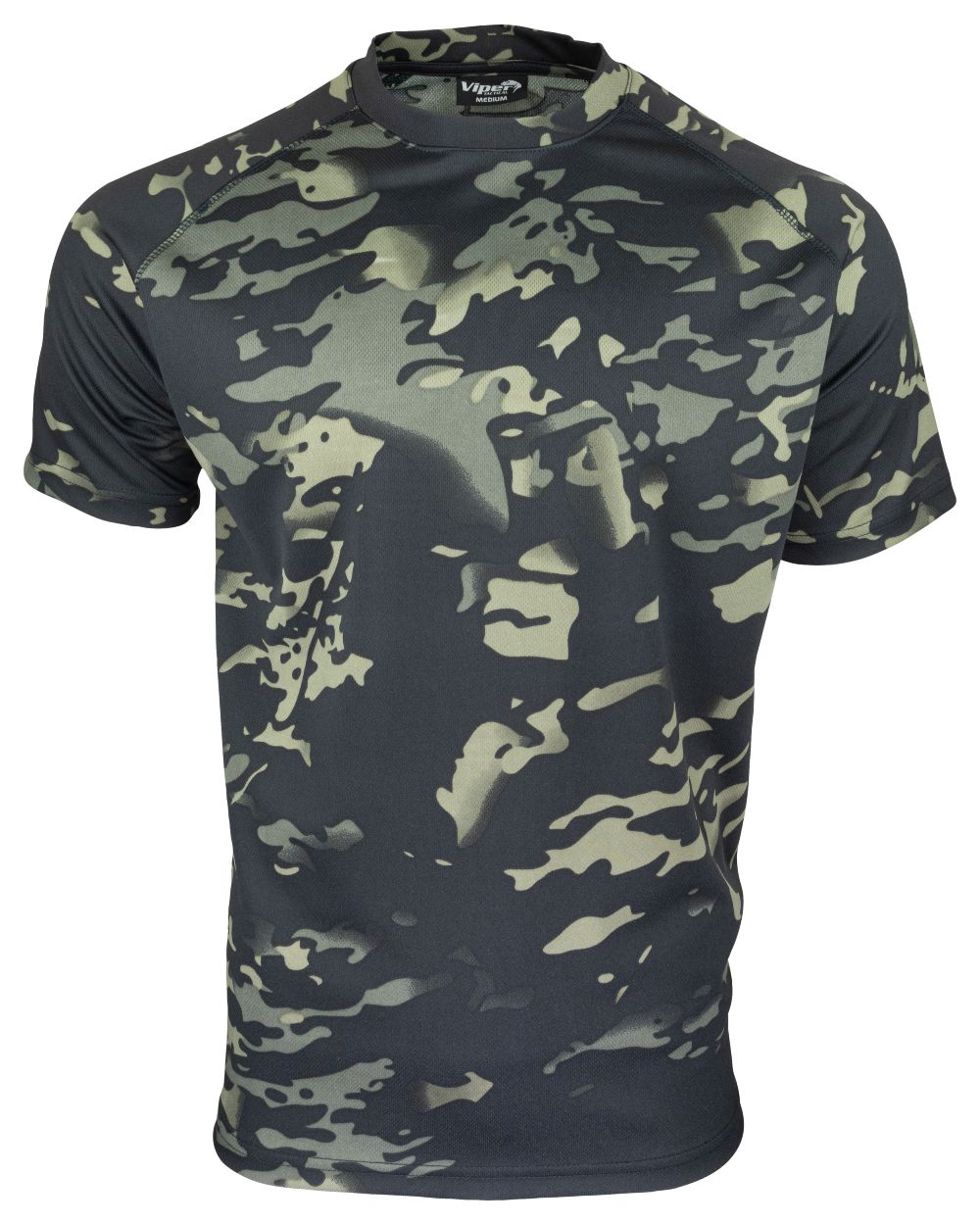 VCAM Black Coloured Viper Mesh-Tech T-Shirt on white background #colour_vcam-black