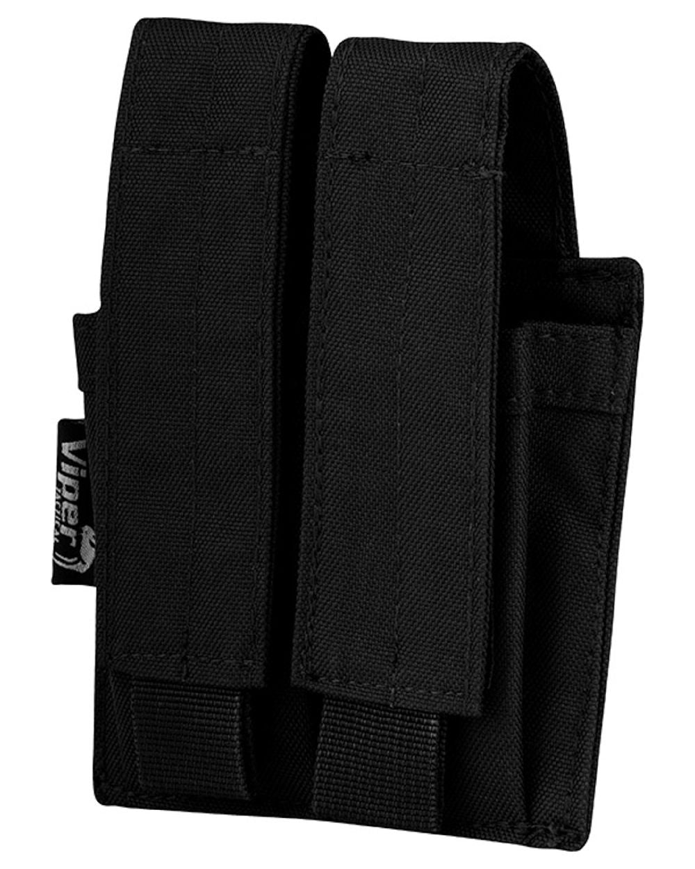 Black Coloured Viper Modular Double Pistol Mag Pouch on white background #colour_black