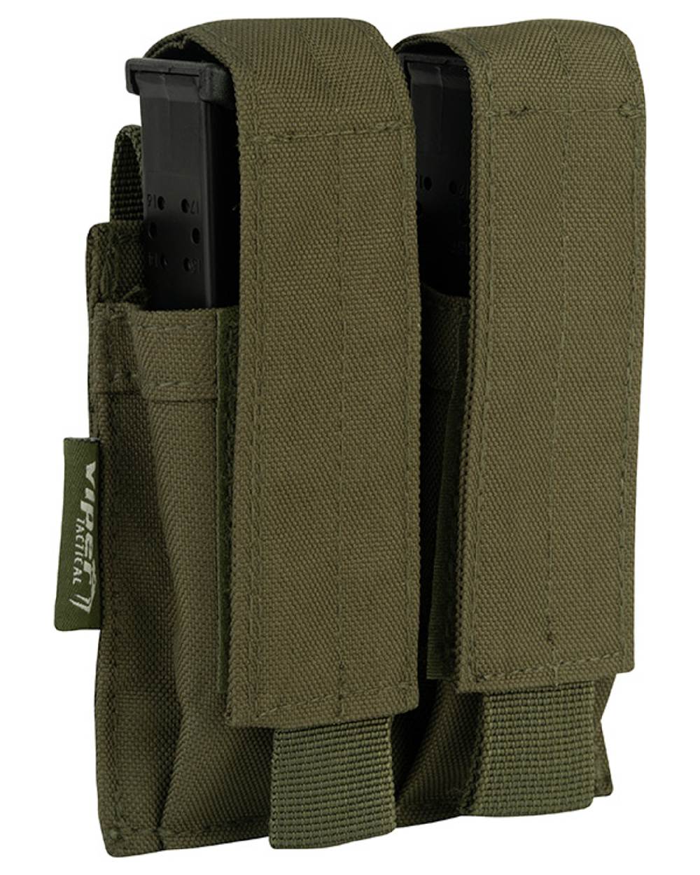 Green Coloured Viper Modular Double Pistol Mag Pouch on white background #colour_green