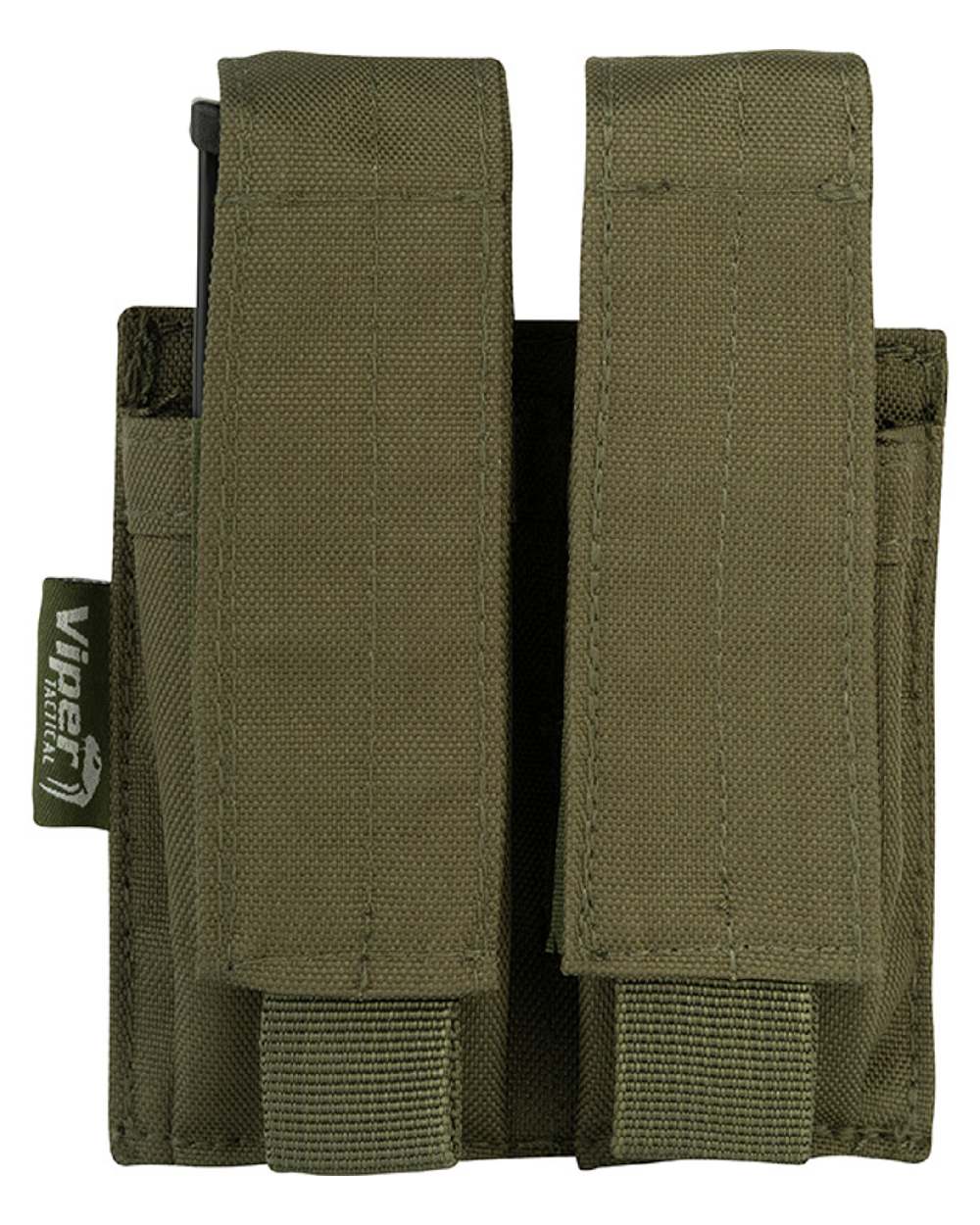 Green Coloured Viper Modular Double Pistol Mag Pouch on white background #colour_green