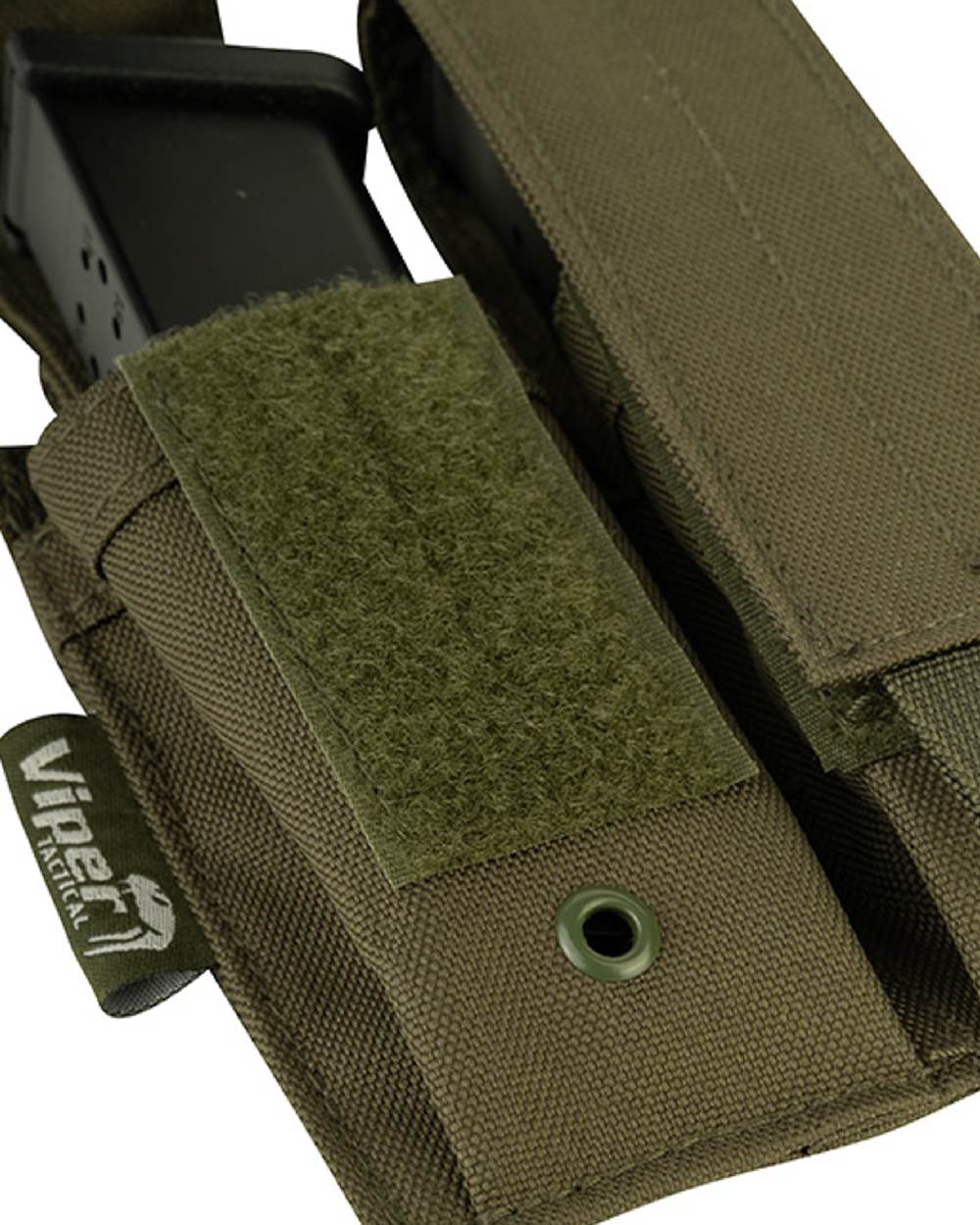 Green Coloured Viper Modular Double Pistol Mag Pouch on white background #colour_green