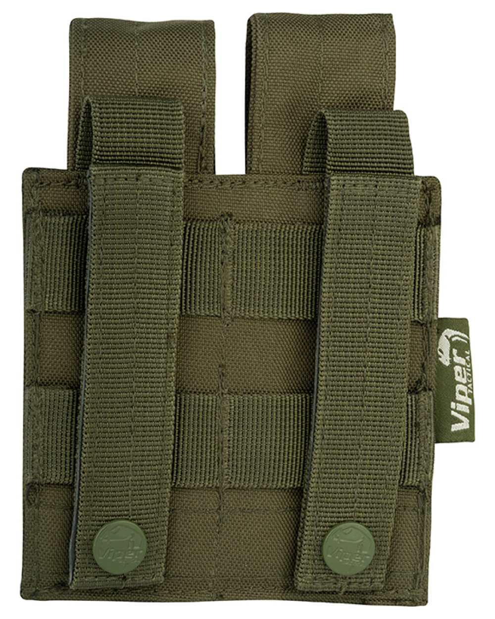 Green Coloured Viper Modular Double Pistol Mag Pouch on white background #colour_green