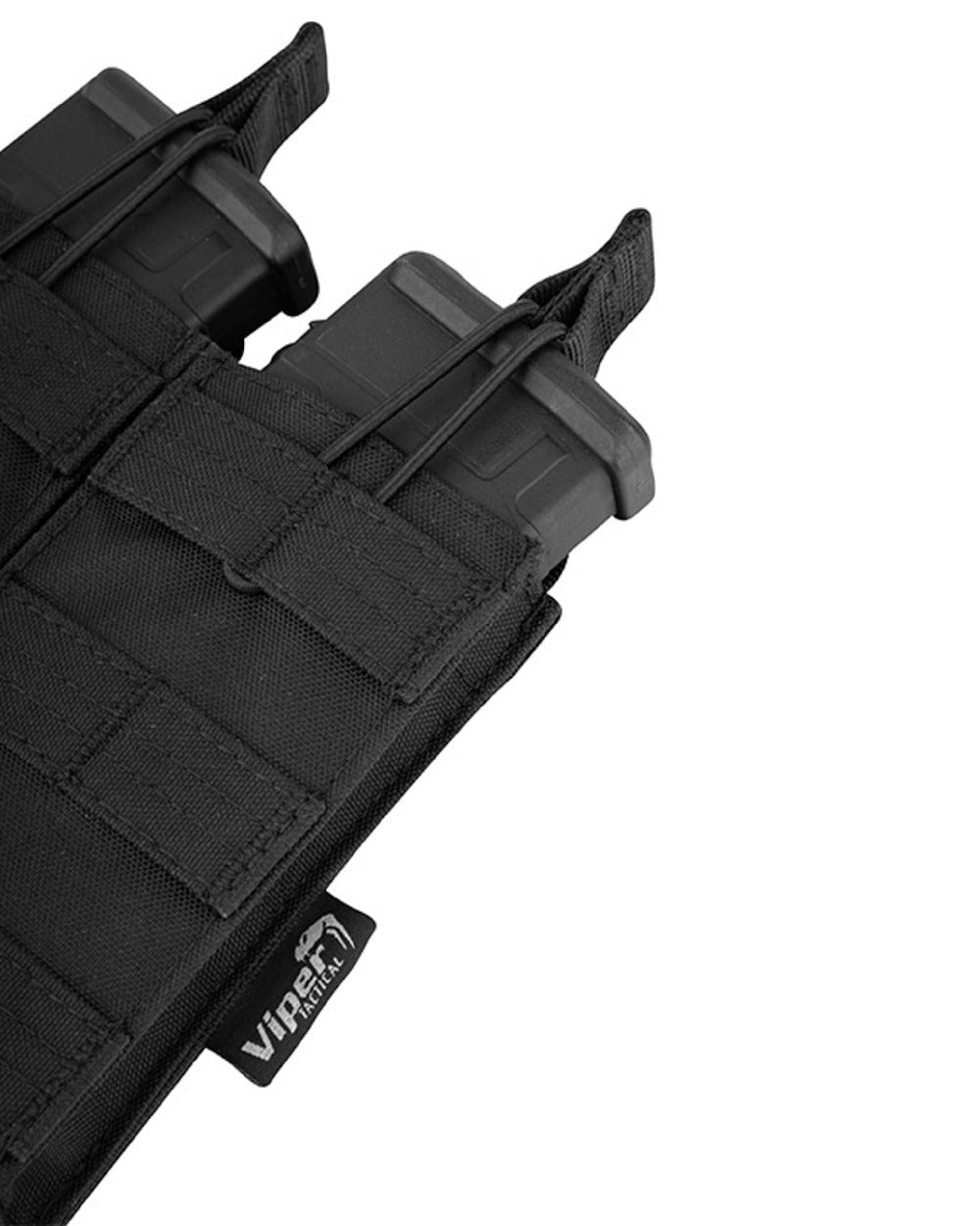 Black Coloured Viper Quick Release Double Mag Pouch on white background #colour_black