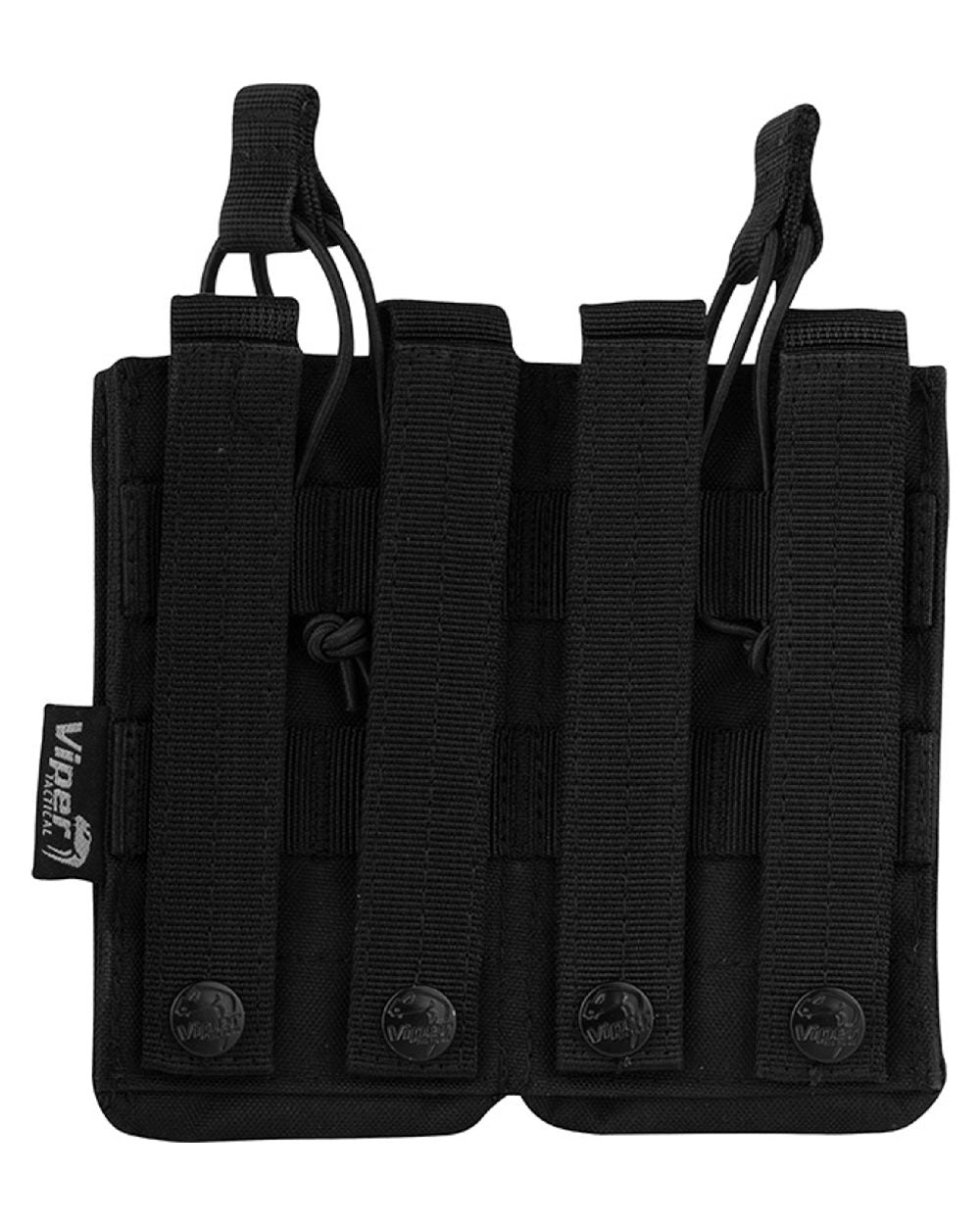 Black Coloured Viper Quick Release Double Mag Pouch on white background #colour_black