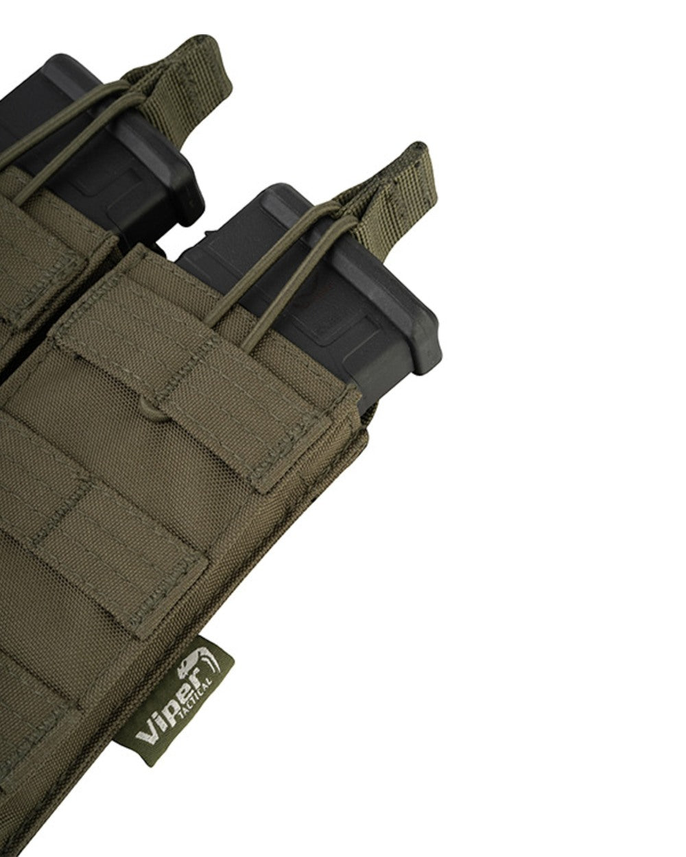 Green Coloured Viper Quick Release Double Mag Pouch on white background #colour_green