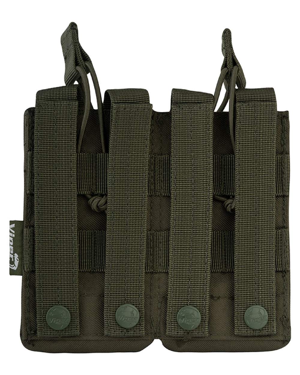 Green Coloured Viper Quick Release Double Mag Pouch on white background #colour_green