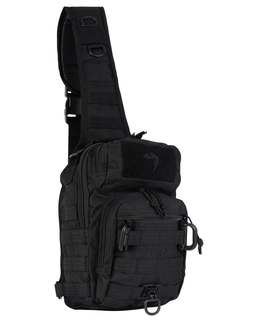 Black Coloured Viper Shoulder Pack on white background #colour_black
