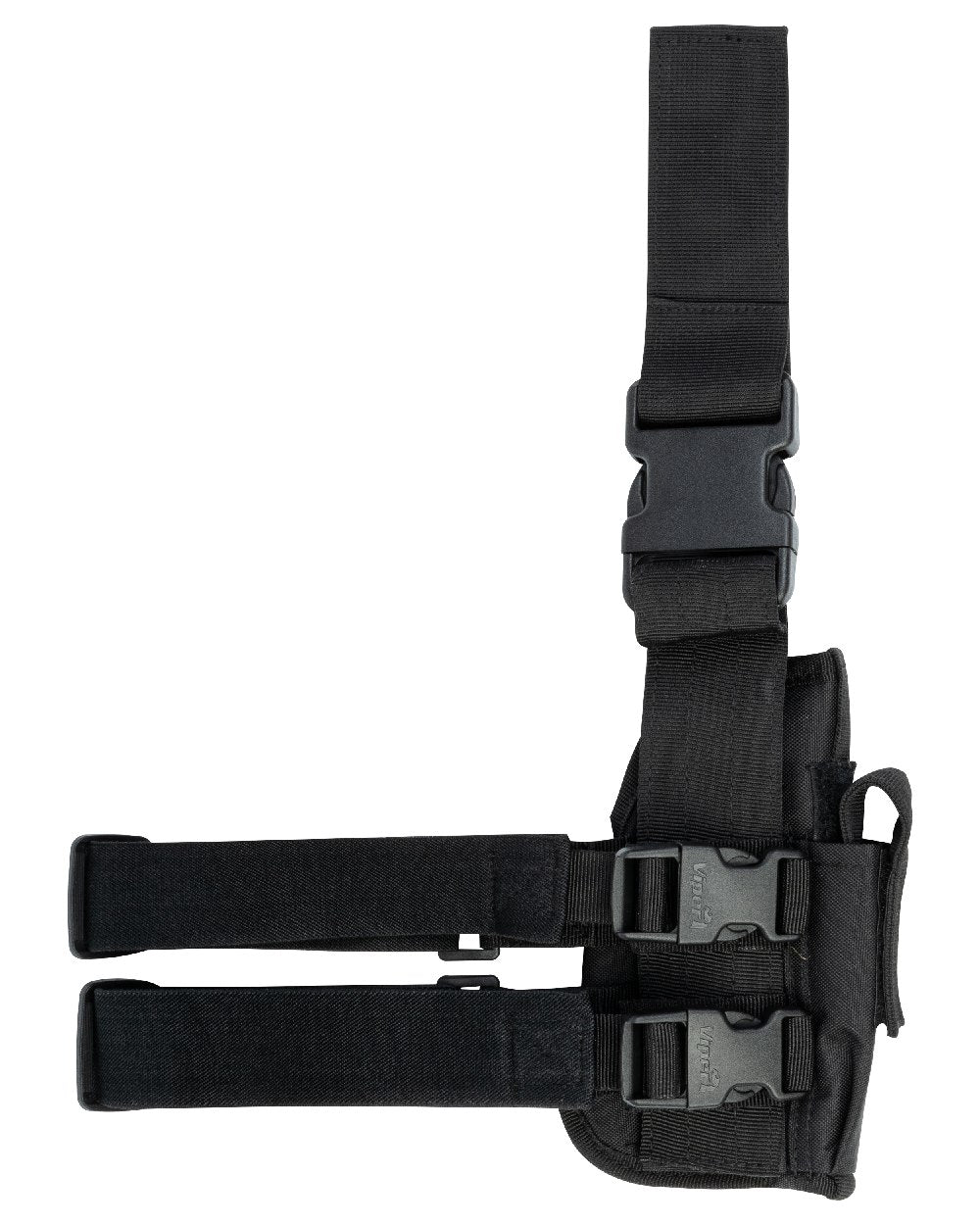 Black Coloured Viper Tactical Leg Holster Left Handed on white background #colour_black