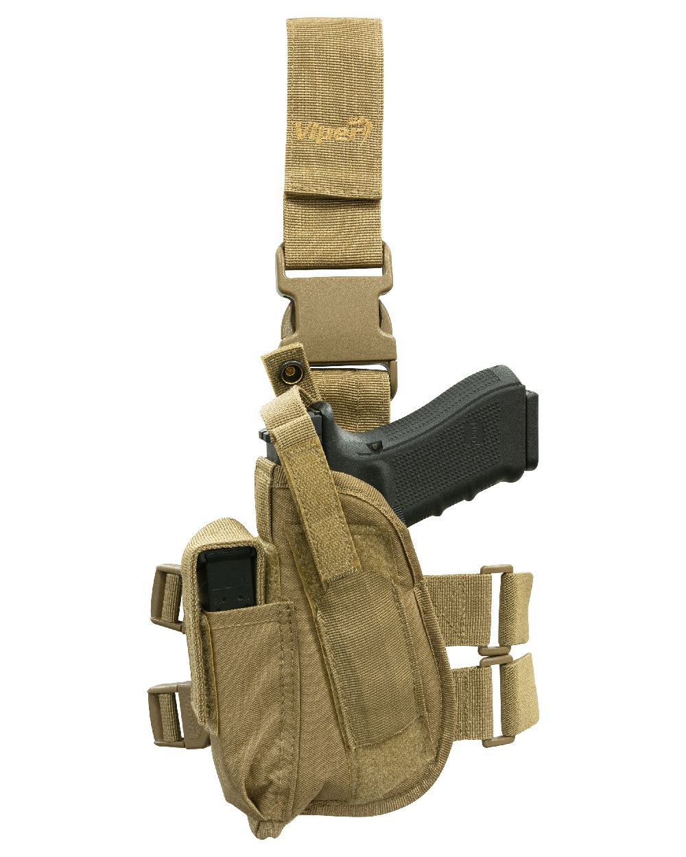 Coyote Coloured Viper Tactical Leg Holster Left Handed on white background #colour_coyote
