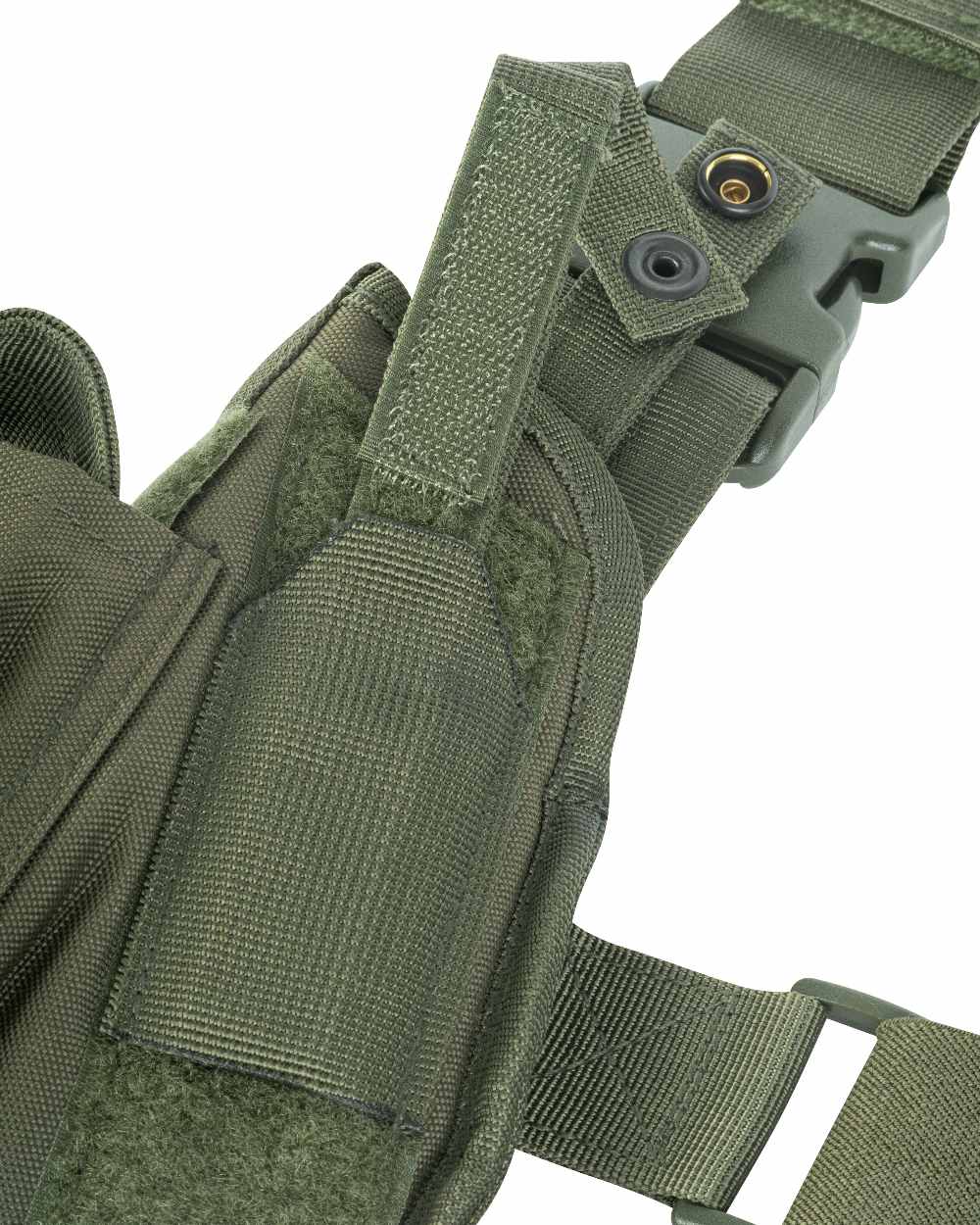 Green Coloured Viper Tactical Leg Holster Left Handed on white background #colour_green