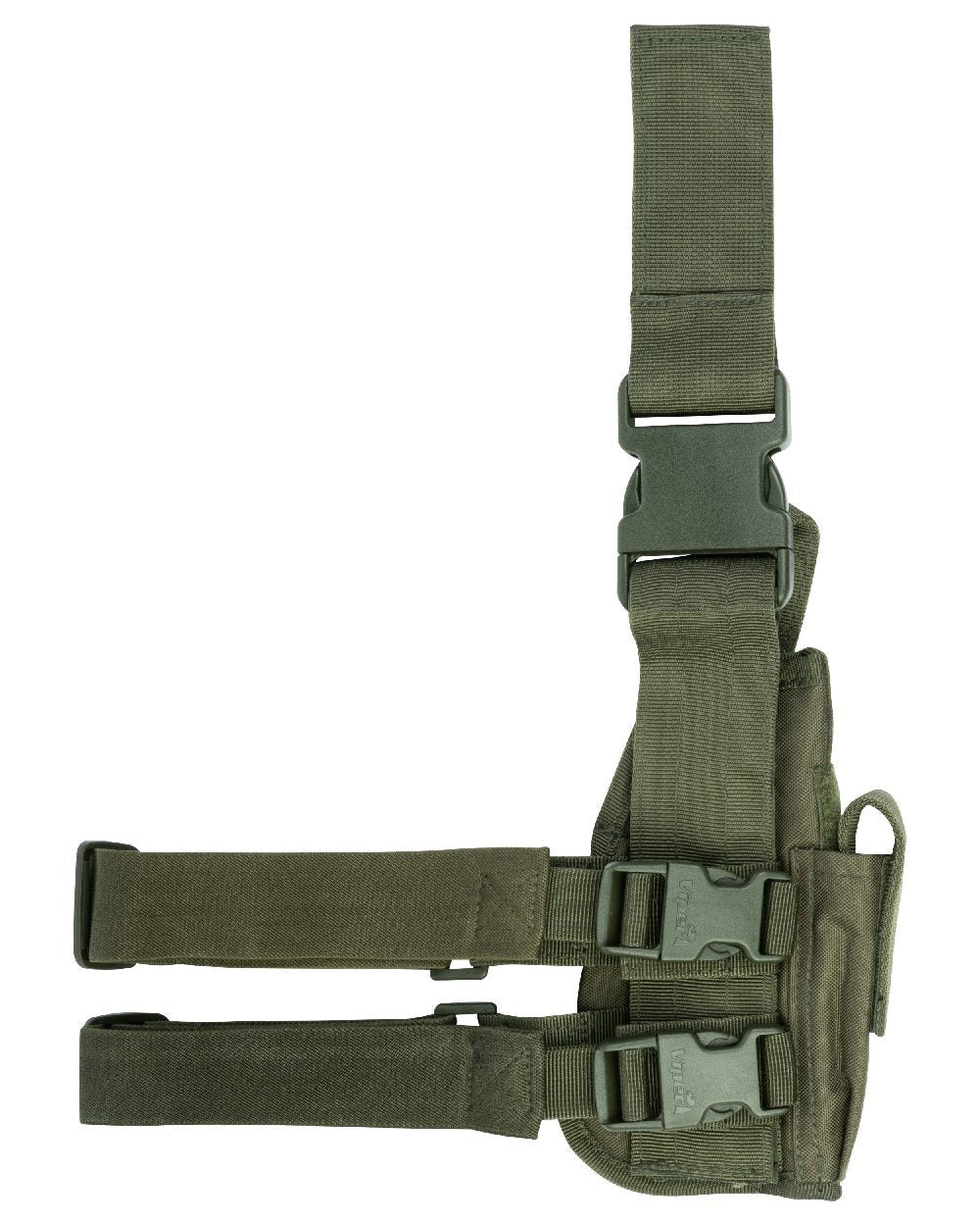 Green Coloured Viper Tactical Leg Holster Left Handed on white background #colour_green