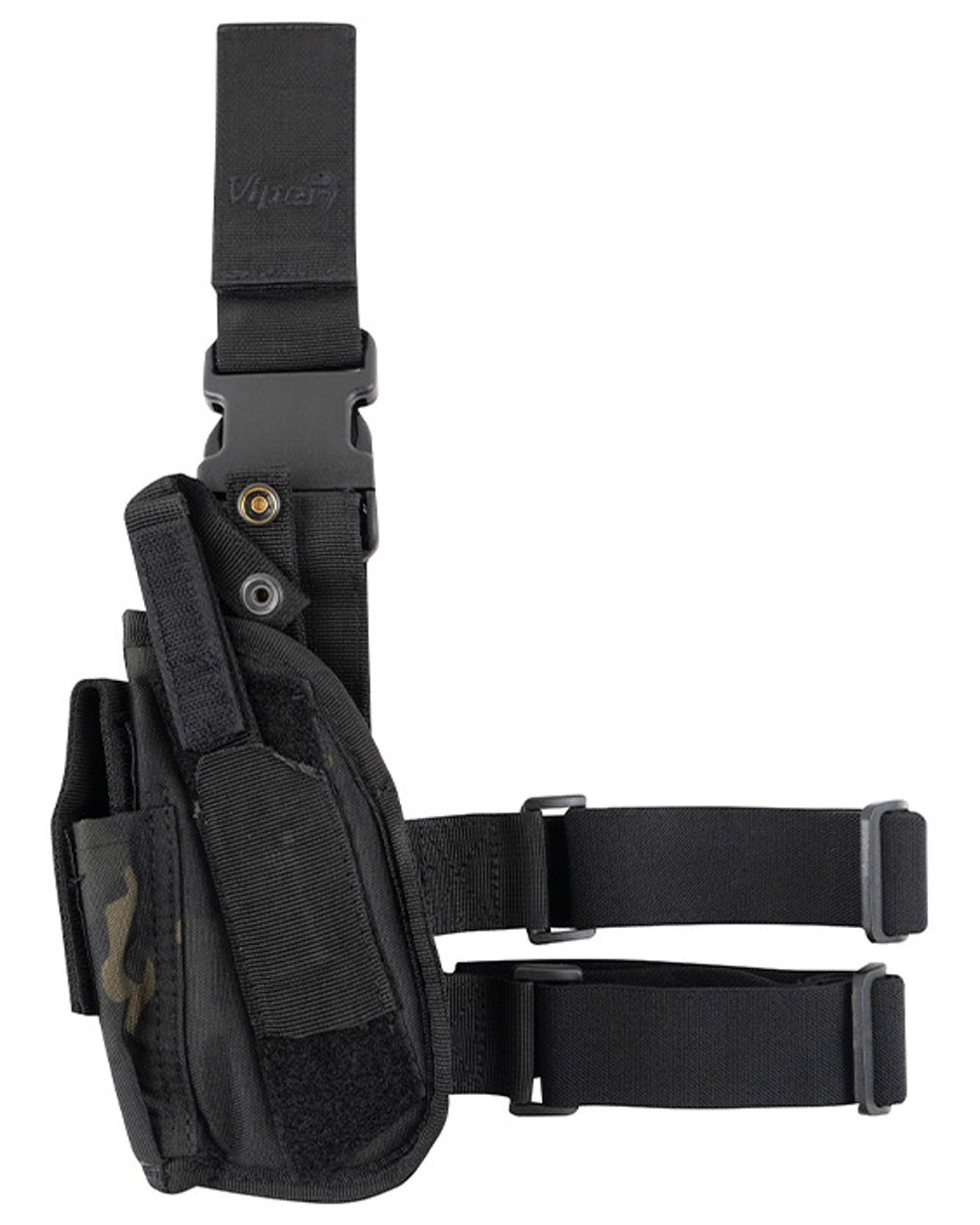VCAM Black Coloured Viper Tactical Leg Holster Left Handed on white background #colour_vcam-black
