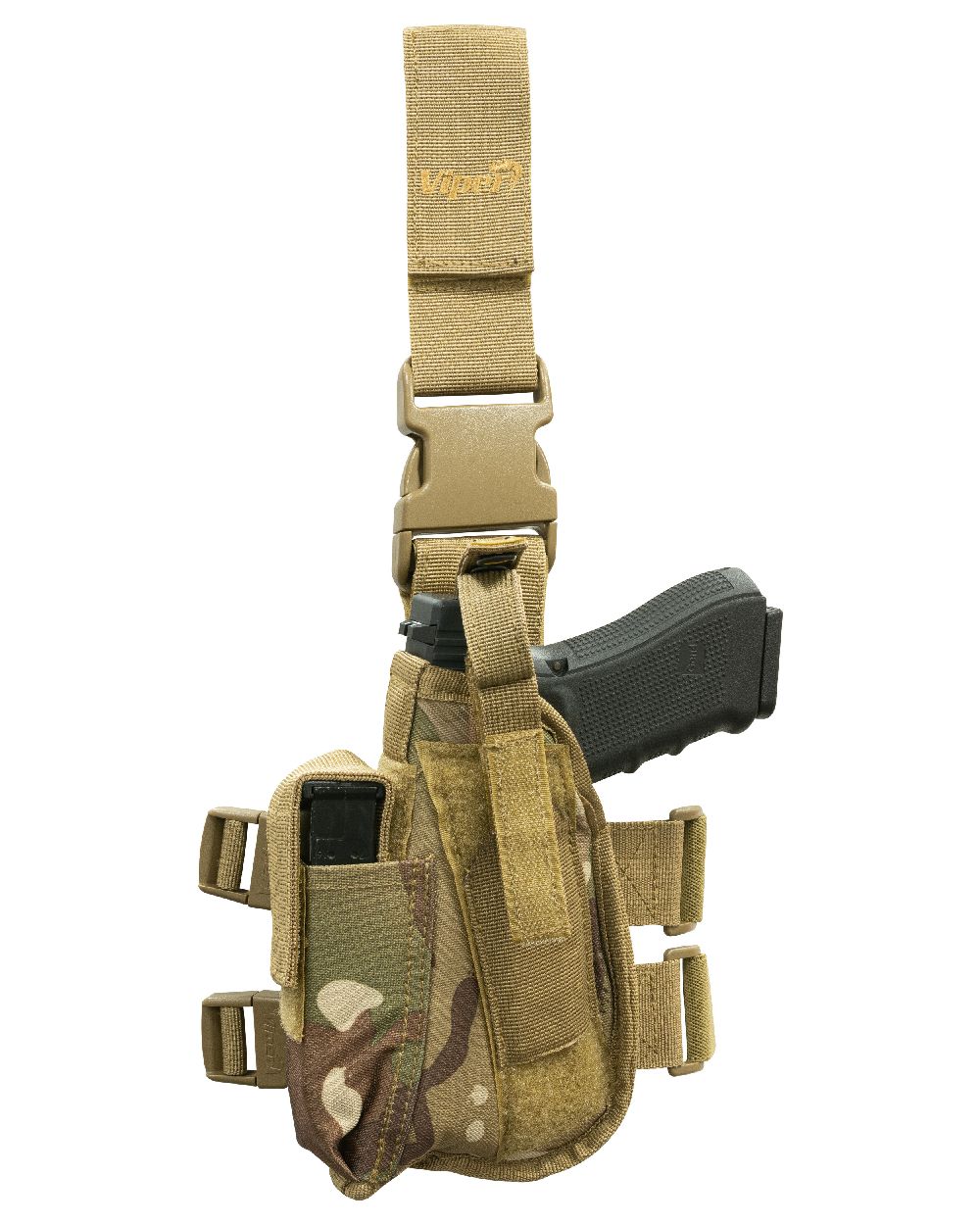 VCAM Coloured Viper Tactical Leg Holster Left Handed on white background #colour_vcam