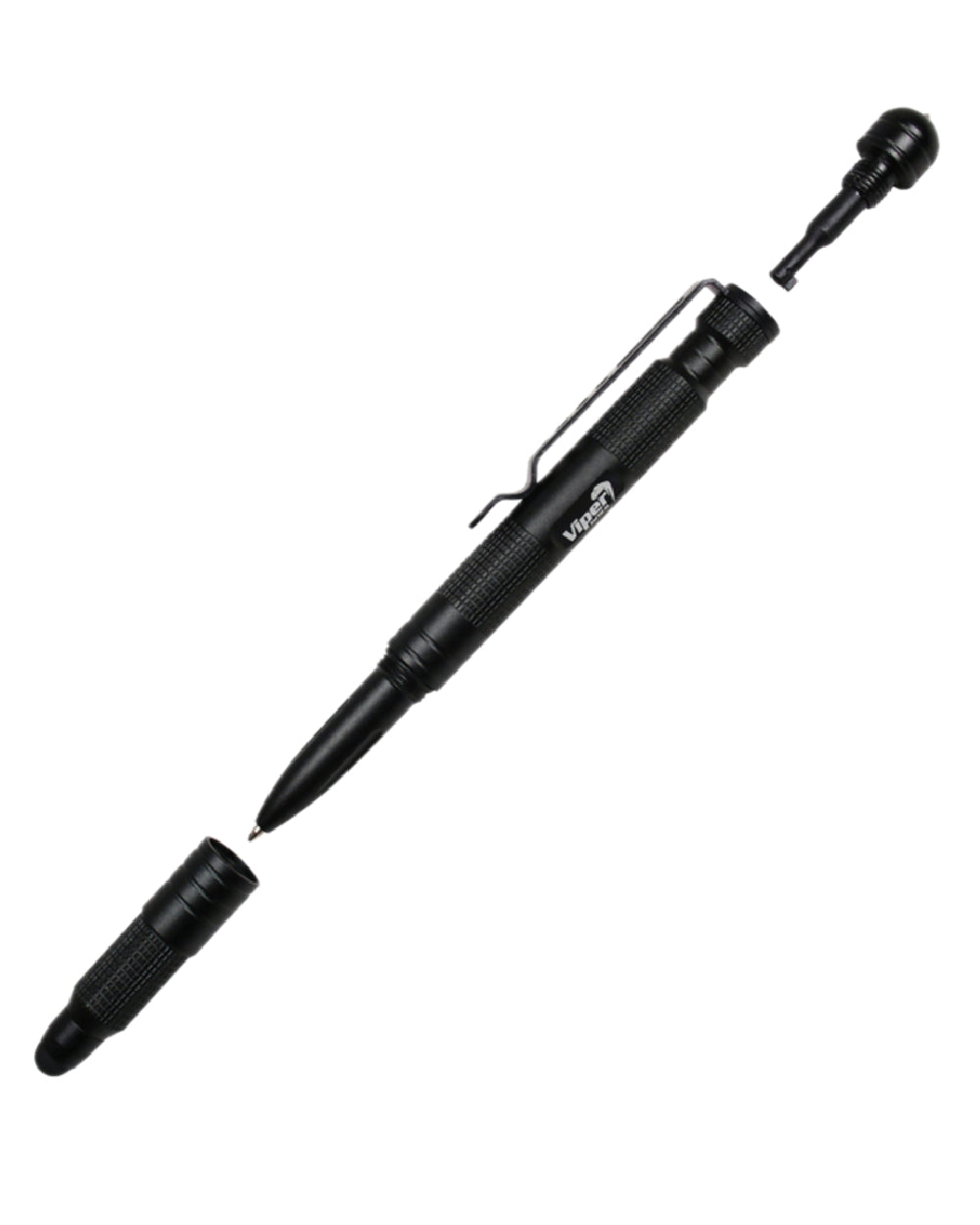 Black Coloured Viper Tactical Pen on white background #colour_black