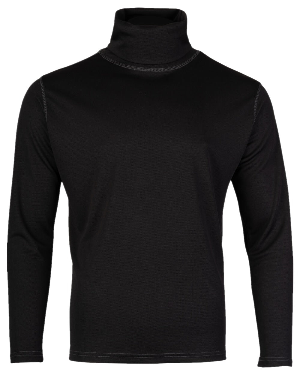 Black Coloured Viper Tactical Roll Neck Top on white background #colour_black