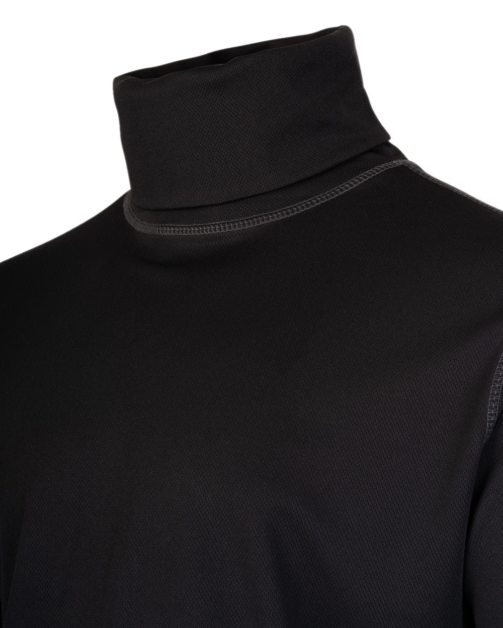 Black Coloured Viper Tactical Roll Neck Top on white background #colour_black