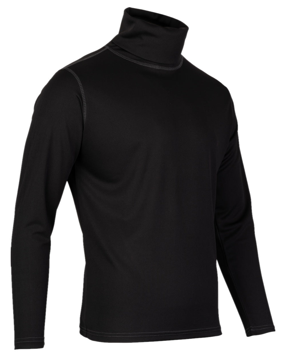 Black Coloured Viper Tactical Roll Neck Top on white background #colour_black