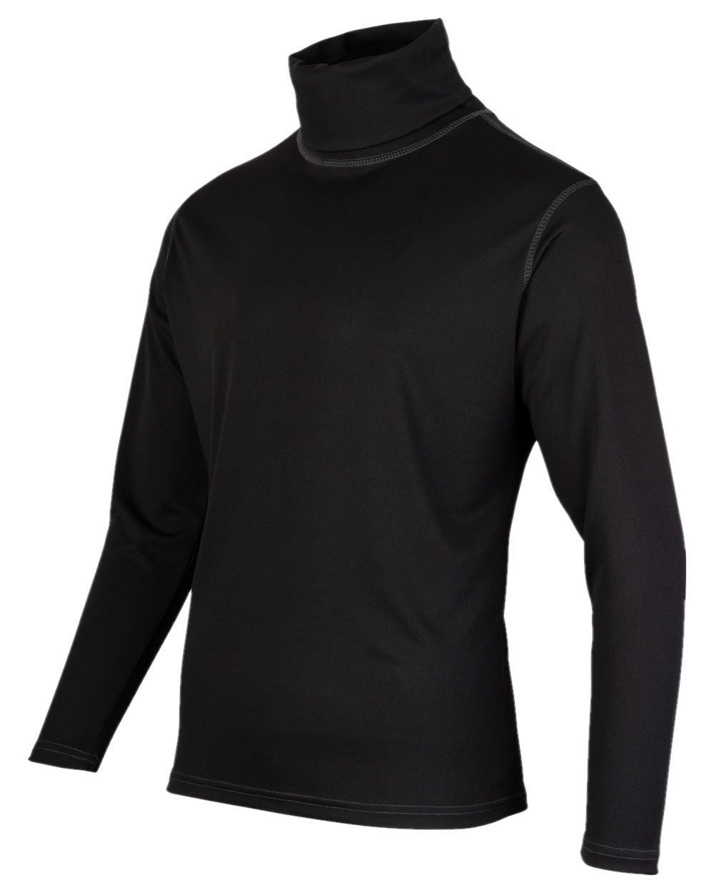 Black Coloured Viper Tactical Roll Neck Top on white background #colour_black