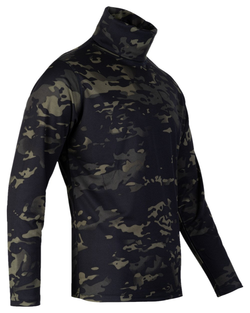 VCAM Black Coloured Viper Tactical Roll Neck Top on white background #colour_vcam-black