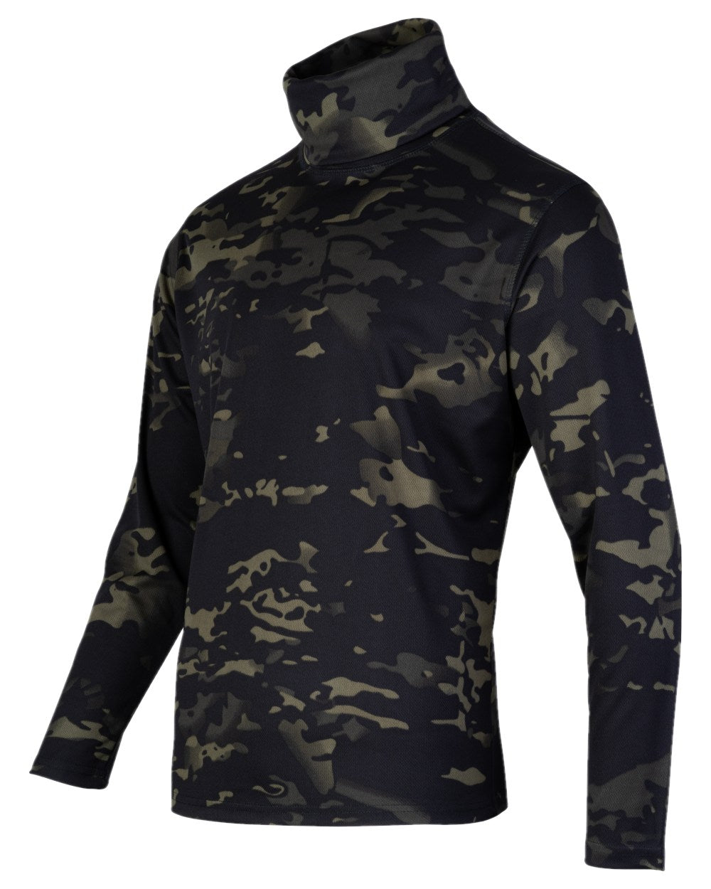 VCAM Black Coloured Viper Tactical Roll Neck Top on white background #colour_vcam-black