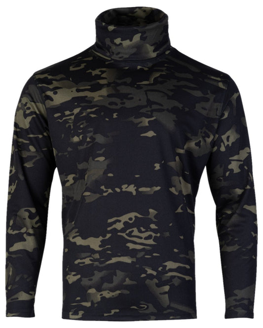 VCAM Black Coloured Viper Tactical Roll Neck Top on white background #colour_vcam-black