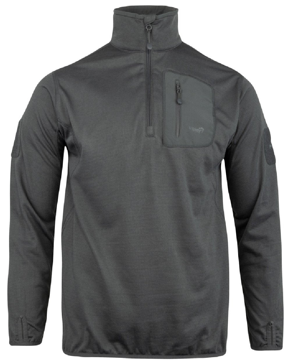 Titanium Coloured Viper Technical Mid Layer Fleece Top on white background #colour_titanium