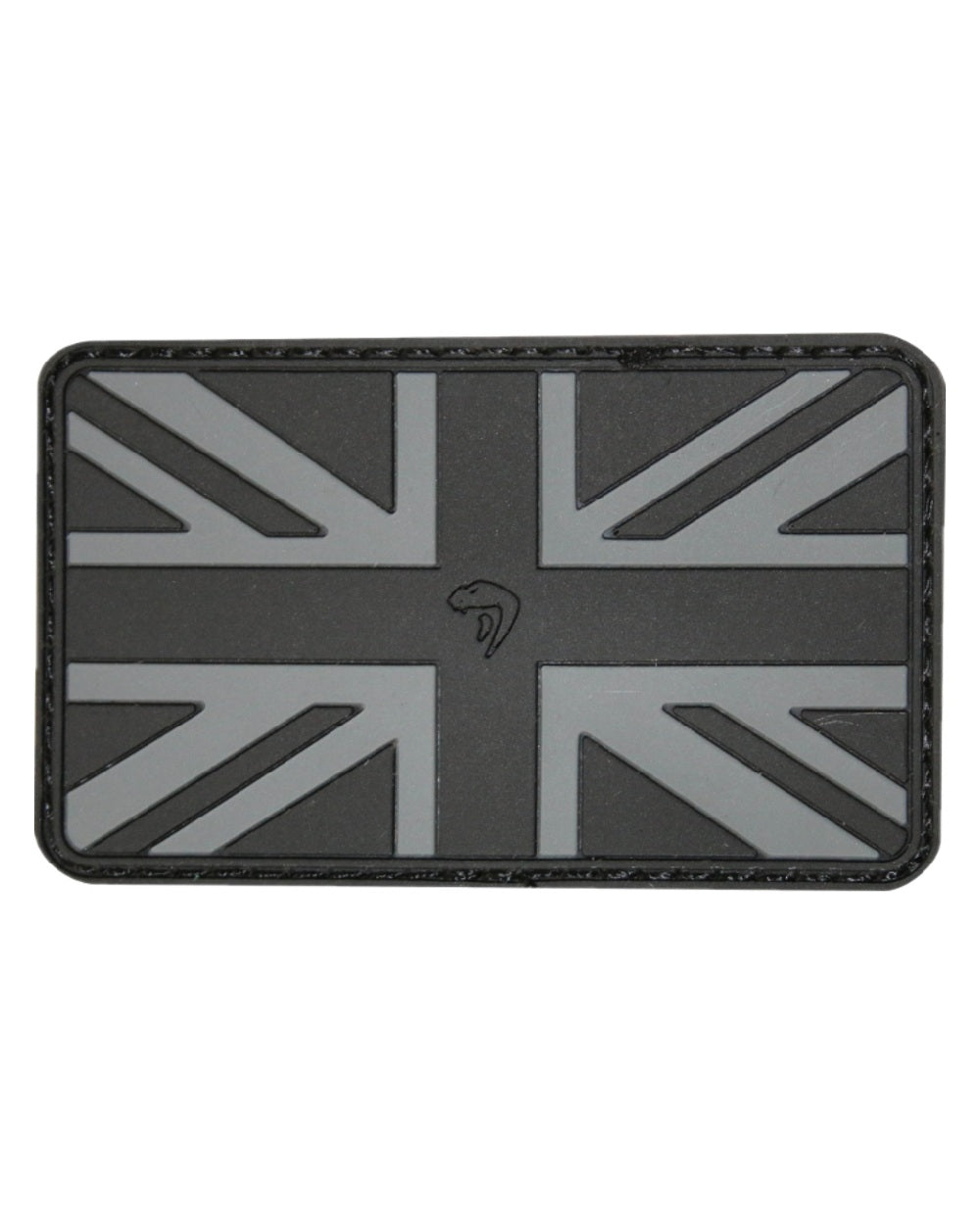 Black Coloured Viper Union Flag Rubber Patches on white background #colour_black