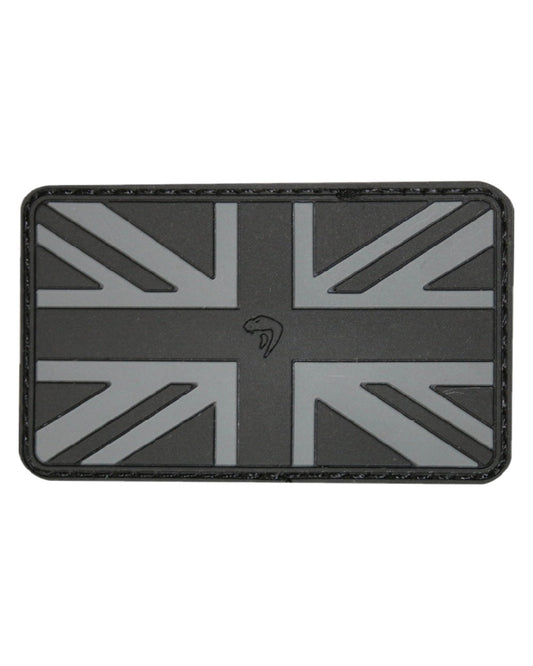 Black Coloured Viper Union Flag Rubber Patches on white background #colour_black