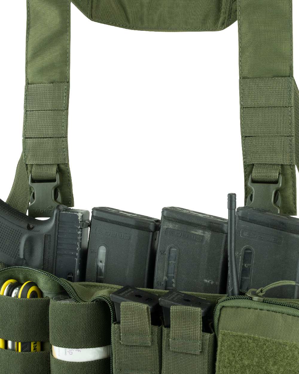 Green Coloured Viper VX Buckle Up Ready Rig on white background #colour_green
