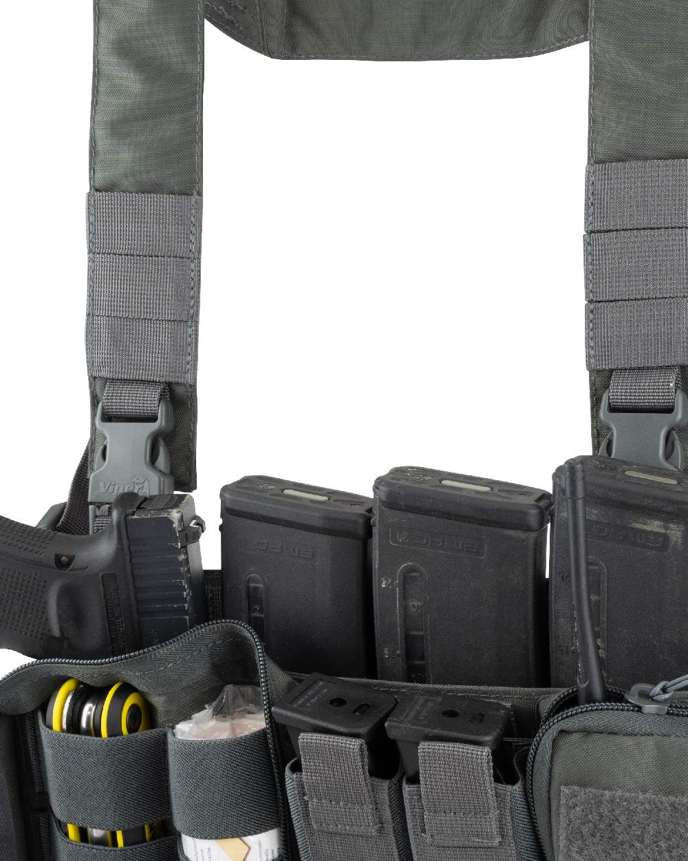 Titanium Coloured Viper VX Buckle Up Ready Rig on white background #colour_titanium