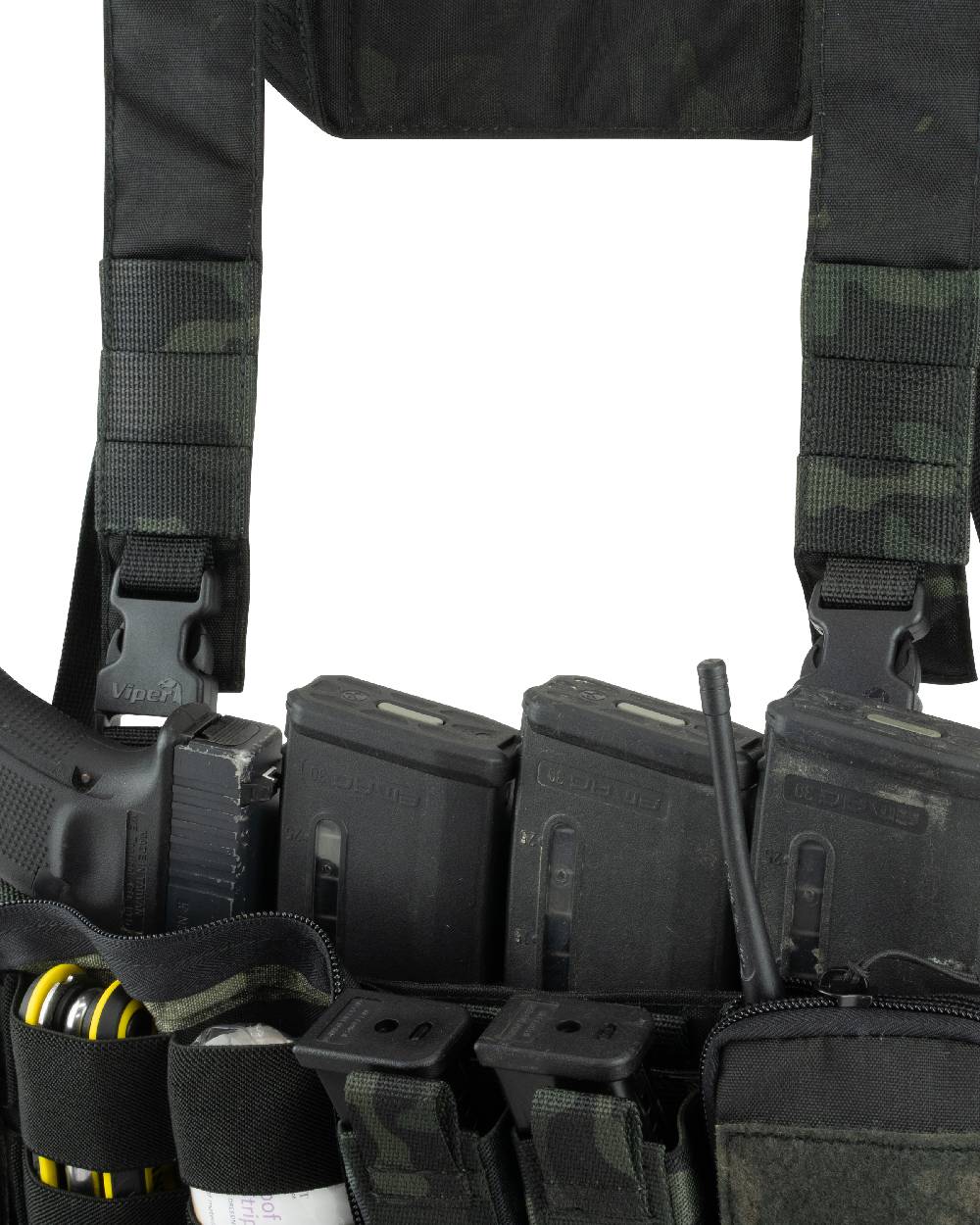 VCAM Black Coloured Viper VX Buckle Up Ready Rig on white background #colour_vcam-black