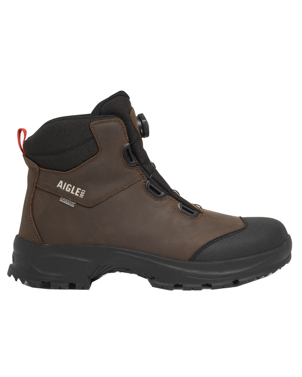Dark Brown Coloured Aigle Laforse No Lace Boots On A White Background #colour_dark-brown