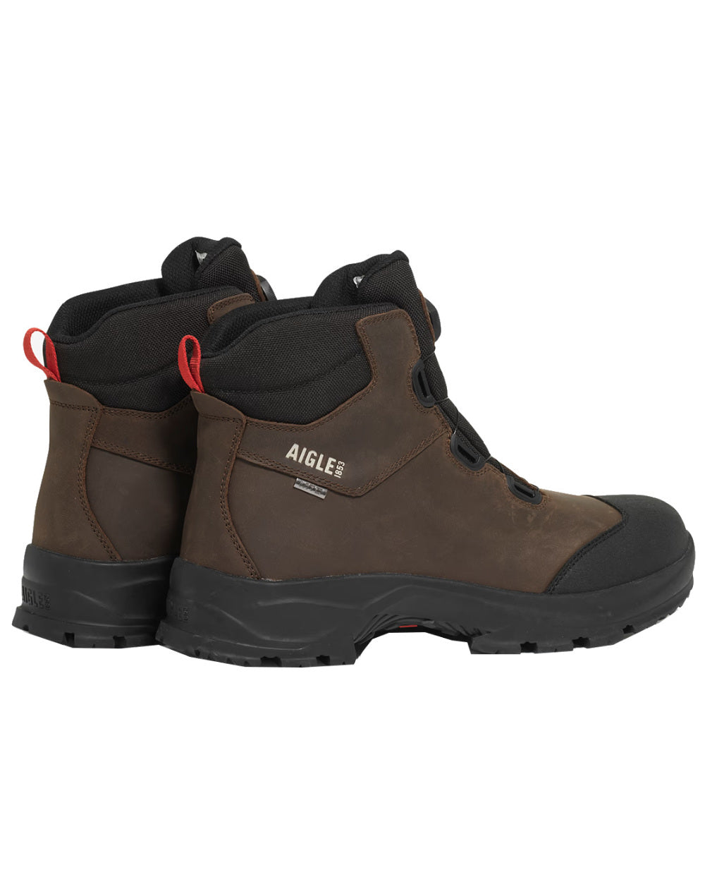 Dark Brown Coloured Aigle Laforse No Lace Boots On A White Background #colour_dark-brown