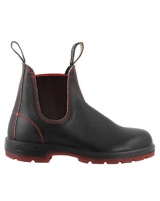 Black Red Coloured Blundstone 2342 Black Leather Chelsea Boots On A White Background #colour_black-red