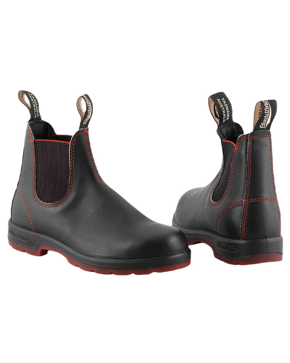 Black Red Coloured Blundstone 2342 Black Leather Chelsea Boots On A White Background #colour_black-red