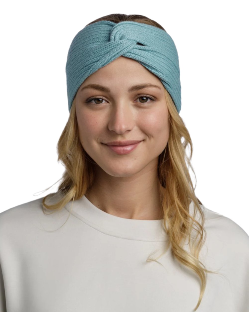 Pool Coloured Buff Norval Merino Wool Headband On A White Background #colour_pool