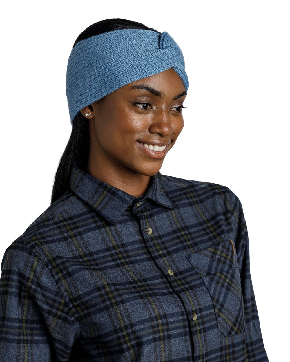 Water Coloured Buff Norval Merino Wool Headband On A White Background #colour_water