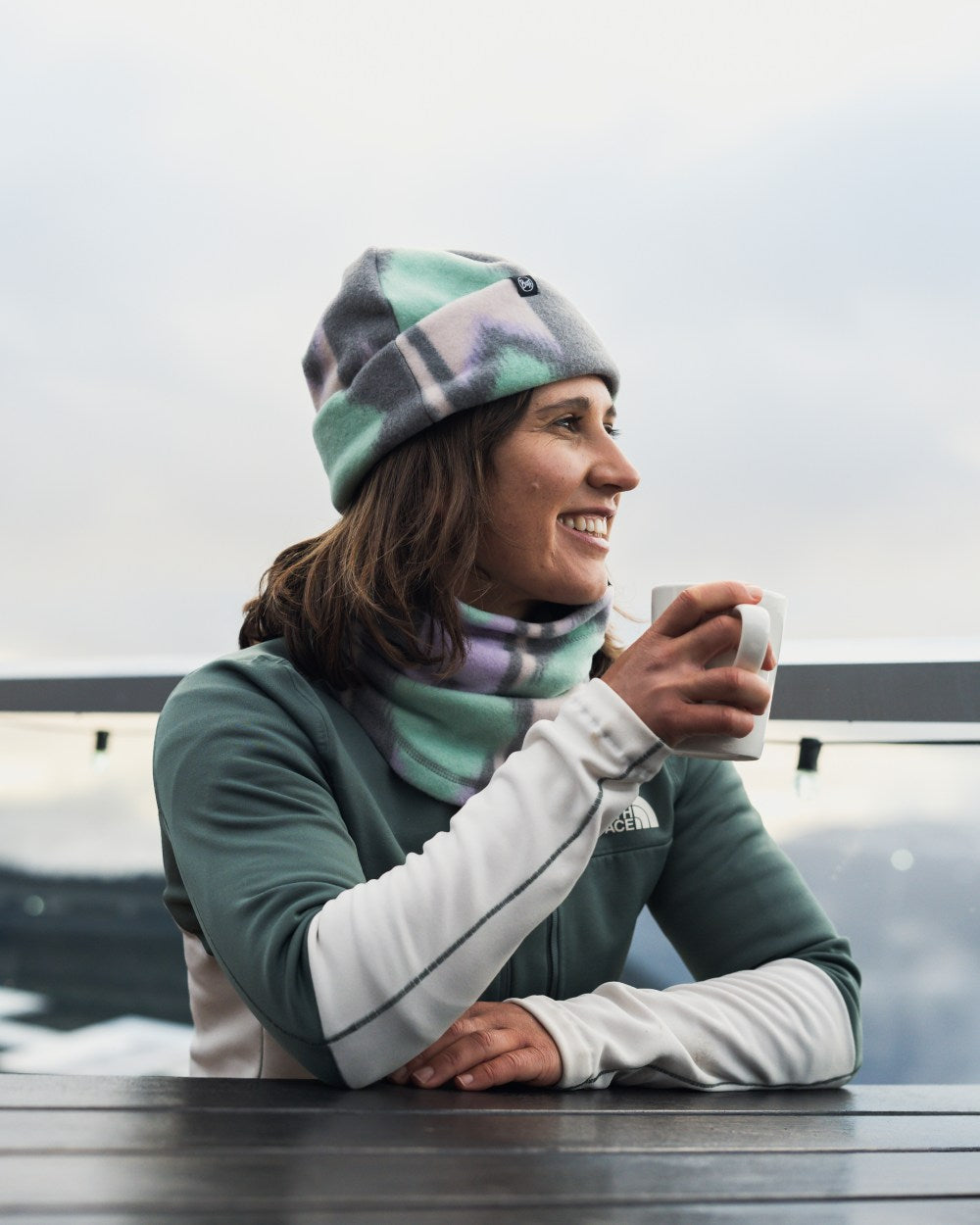 Cusha Multi Coloured Buff Polar Prints Neck Warmer On A Mountain Background #colour_cusha-multi