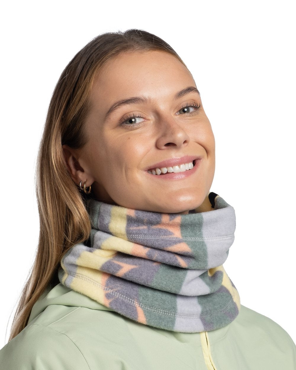 Simbo Multi Coloured Buff Polar Prints Neck Warmer On A White Background #colour_simbo-multi