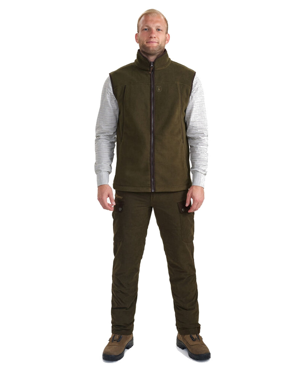 Tarmac Green Coloured Deerhunter Eagle Fleece Waistcoat On A White Background #colour_tarmac-green