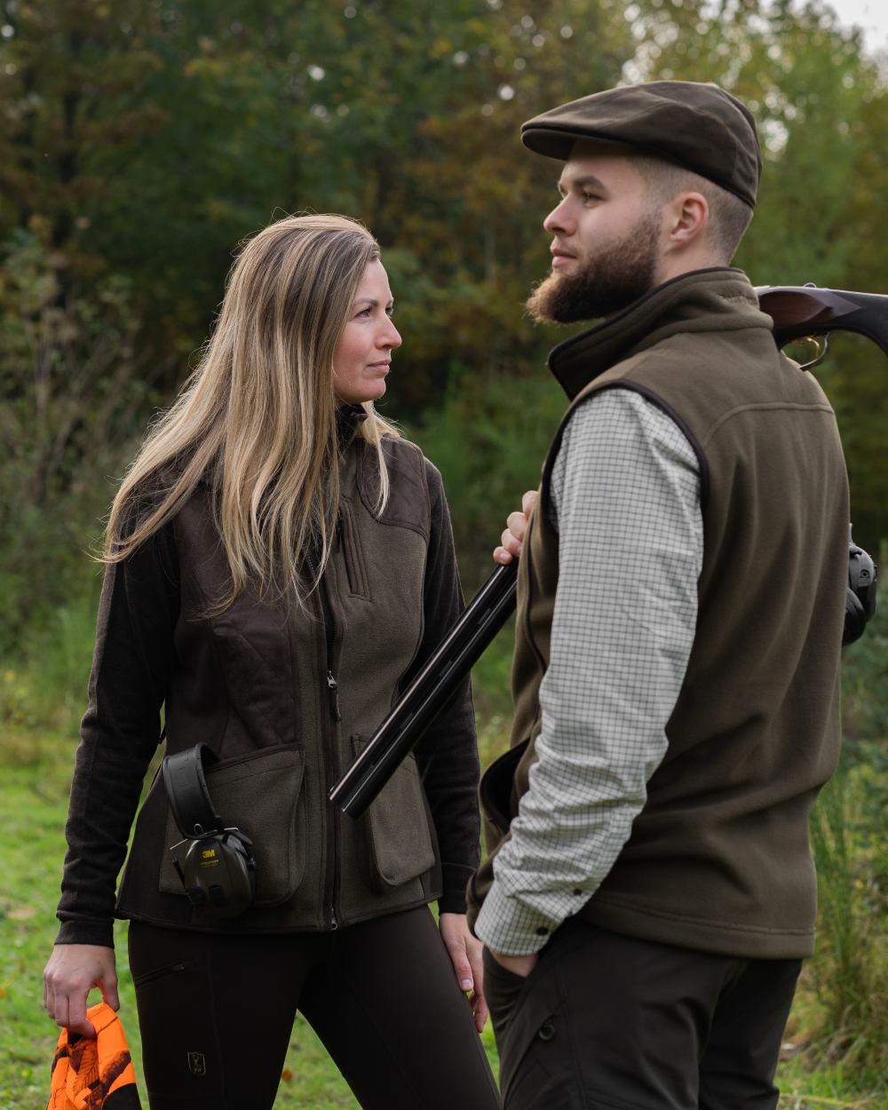 Tarmac Green Coloured Deerhunter Eagle Fleece Waistcoat On A Forest Background #colour_tarmac-green