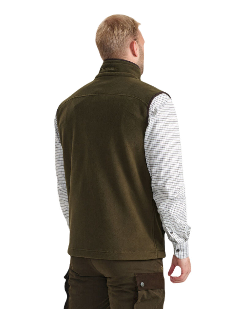 Tarmac Green Coloured Deerhunter Eagle Fleece Waistcoat On A White Background #colour_tarmac-green