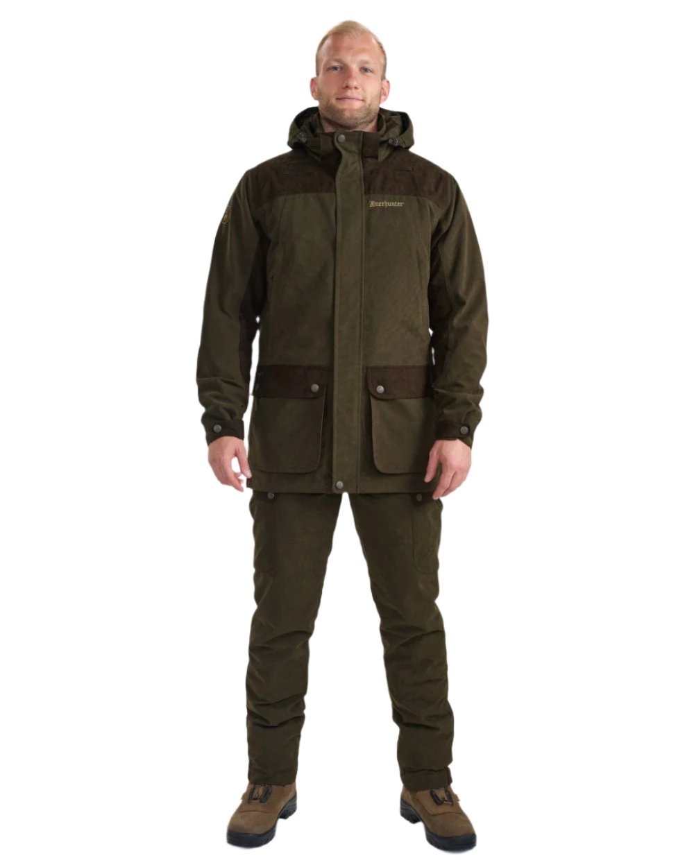 Tarmac Green Coloured Deerhunter Eagle Jacket On A White Background #colour_tarmac-green
