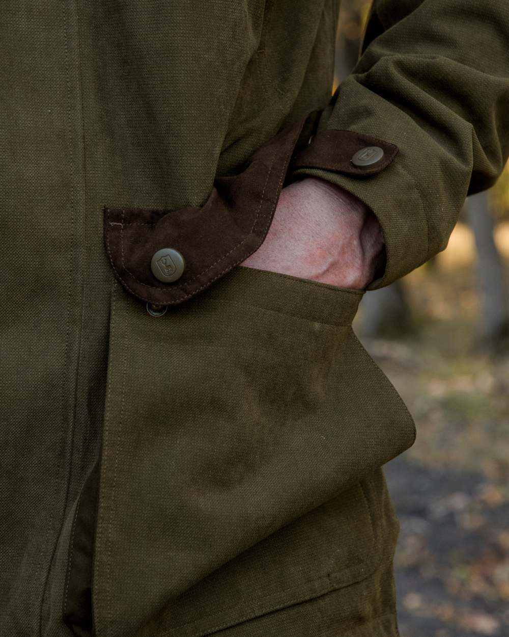 Tarmac Green Coloured Deerhunter Eagle Jacket On A Forest Background #colour_tarmac-green