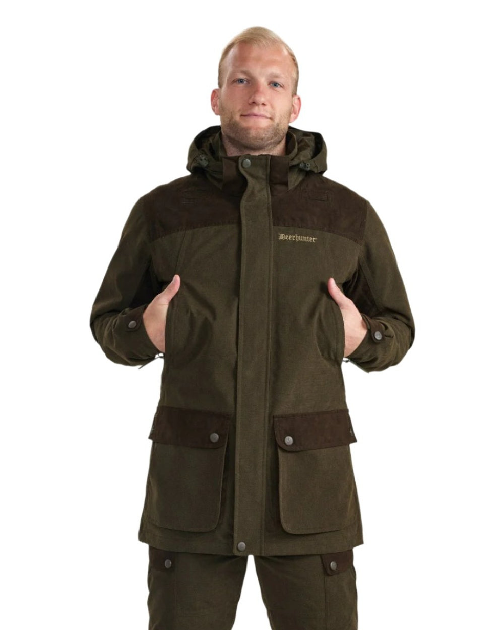 Tarmac Green Coloured Deerhunter Eagle Jacket On A White Background #colour_tarmac-green