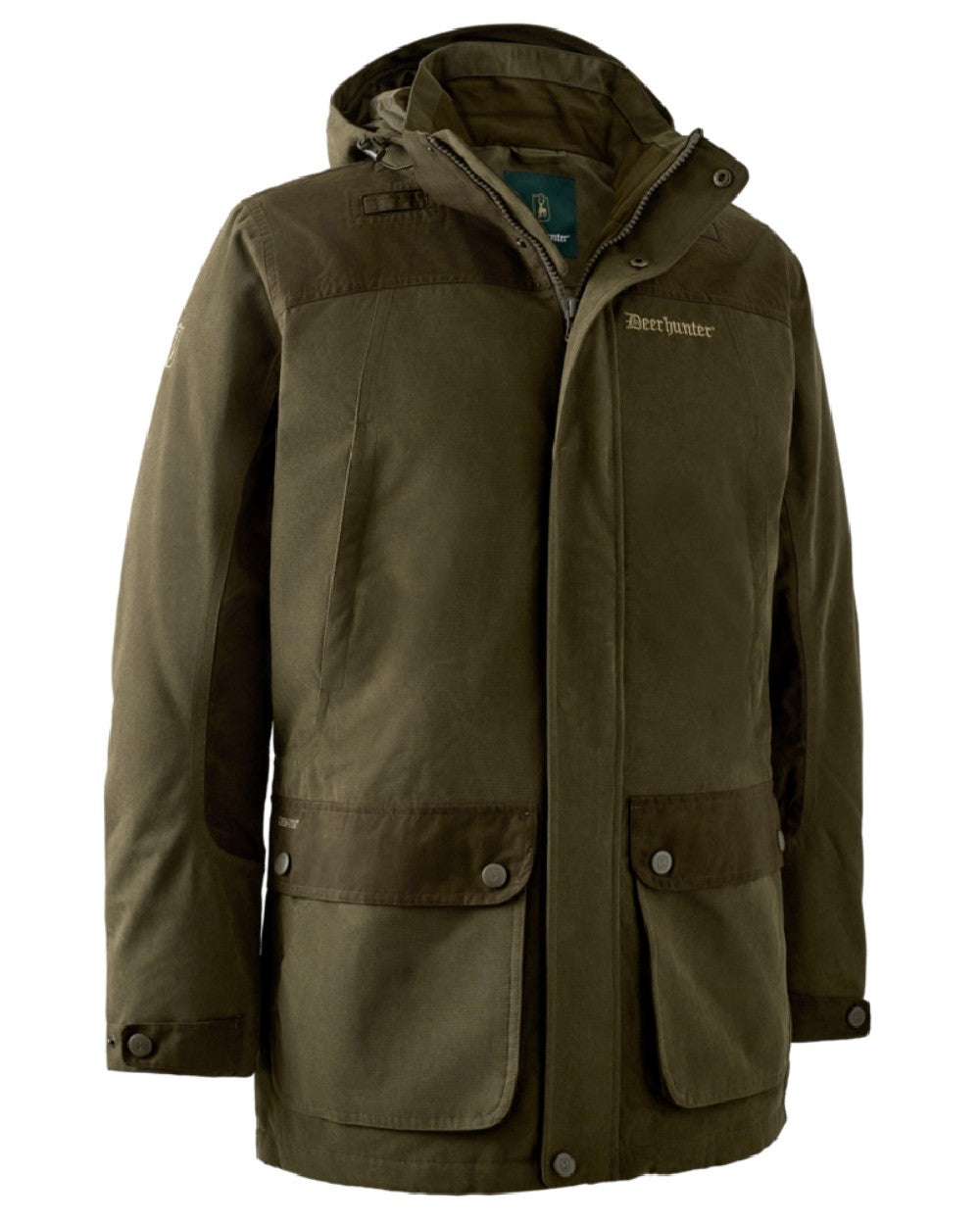 Tarmac Green Coloured Deerhunter Eagle Jacket On A White Background #colour_tarmac-green