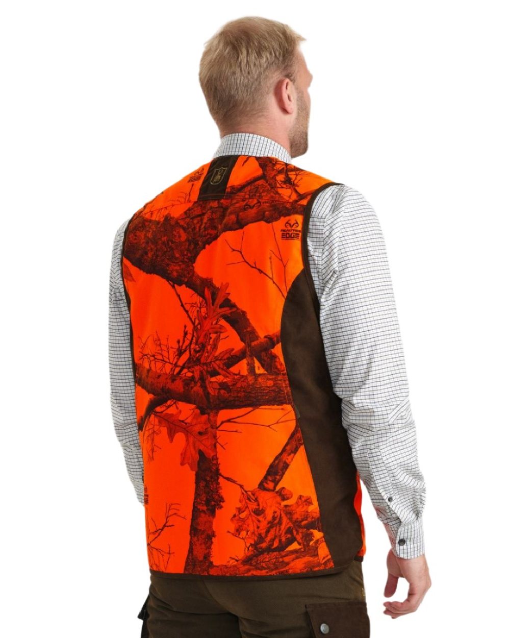 Realtree Edge Orange Coloured Deerhunter Eagle Waistcoat on white background #colour_realtree-edge-orange