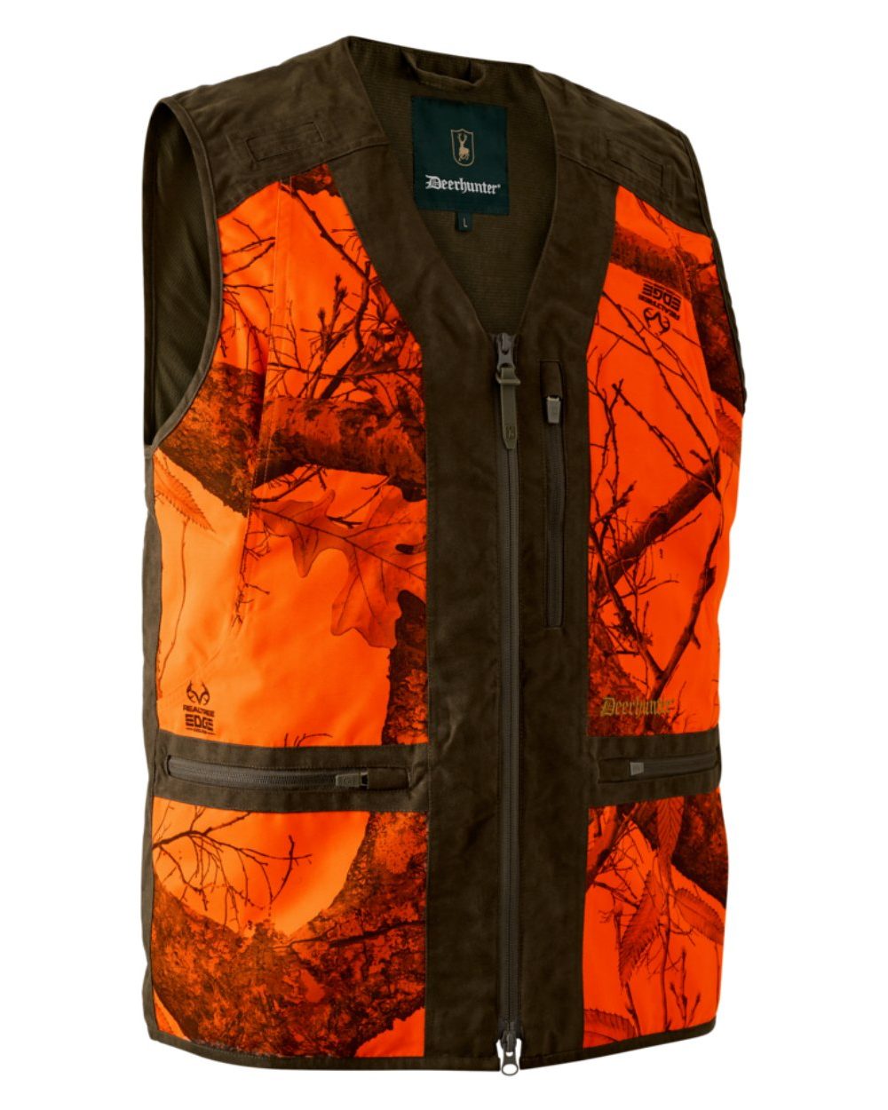 Realtree Edge Orange Coloured Deerhunter Eagle Waistcoat on white background #colour_realtree-edge-orange