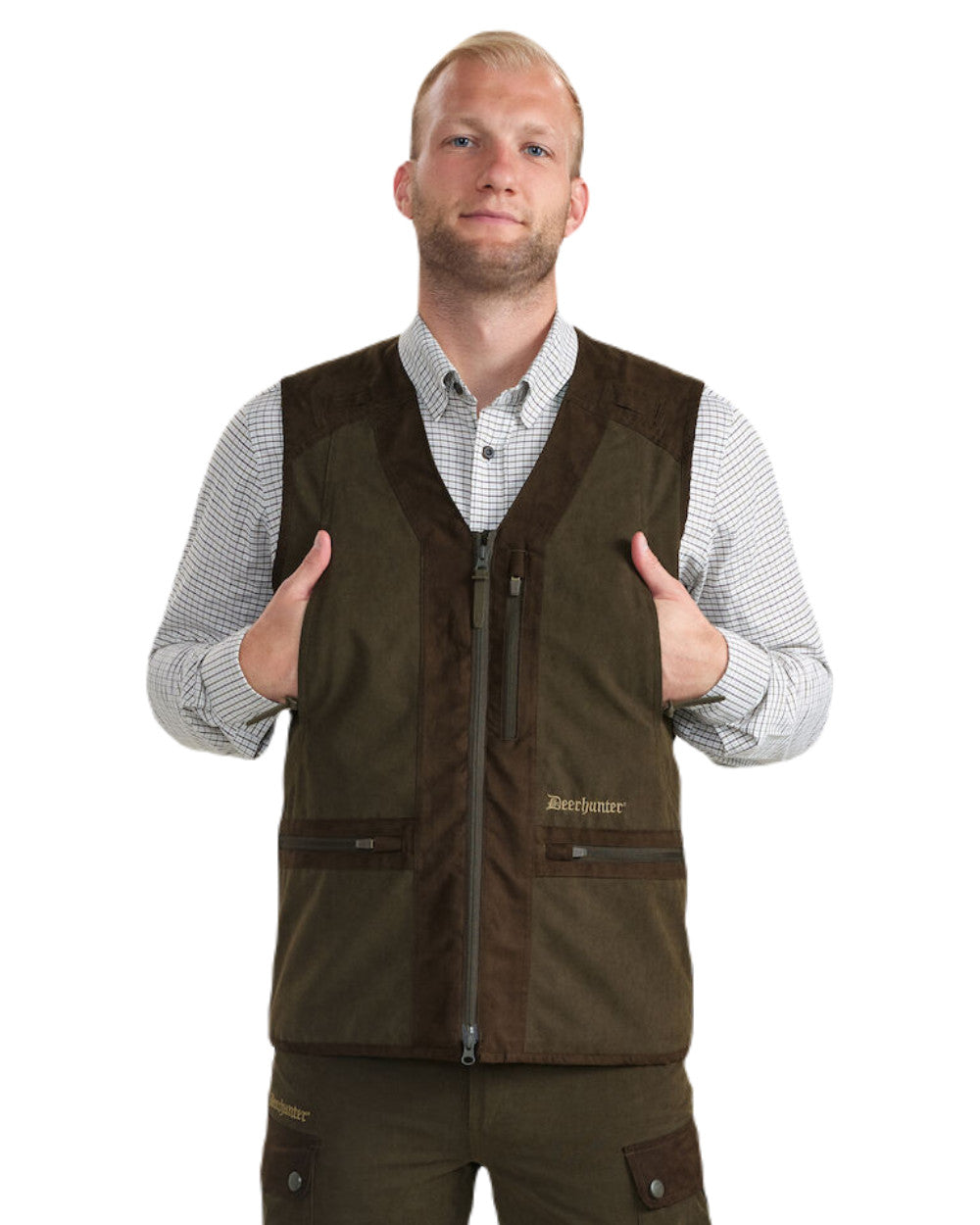 Tarmac Green Coloured Deerhunter Eagle Waistcoat on white background #colour_tarmac-green