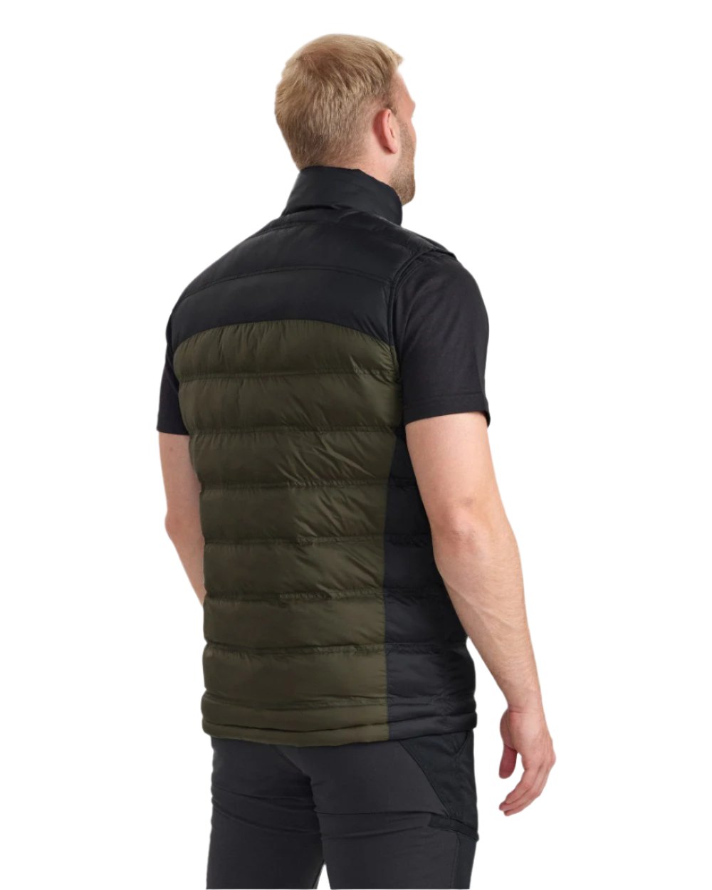 Rifle Green coloured Deerhunter Northward Padded Waistcoat on Forest background #colour_rifle-green